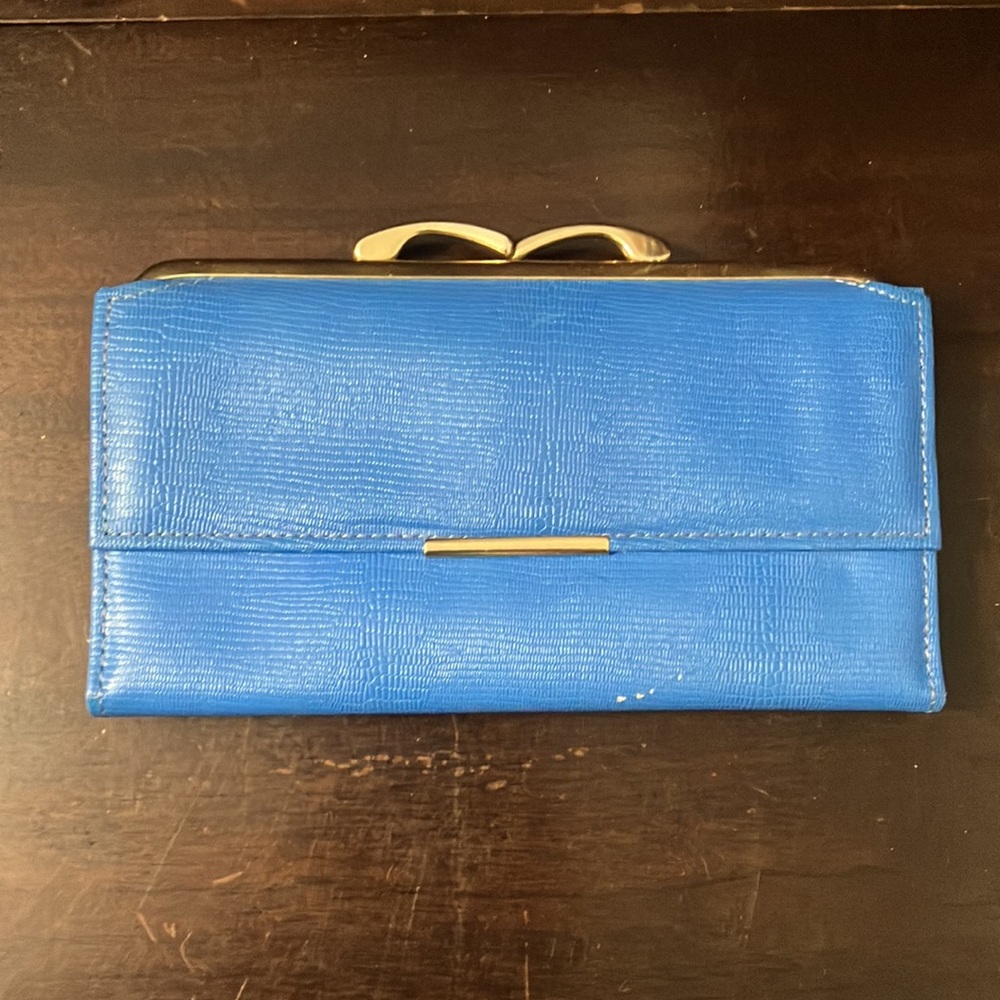 Vintage 1987 Blue Leather Rolf Wallet with all Packing Inserts NOS